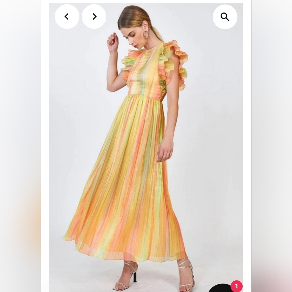 Hunter Bell Multicolor Ruffled Maxi Dress